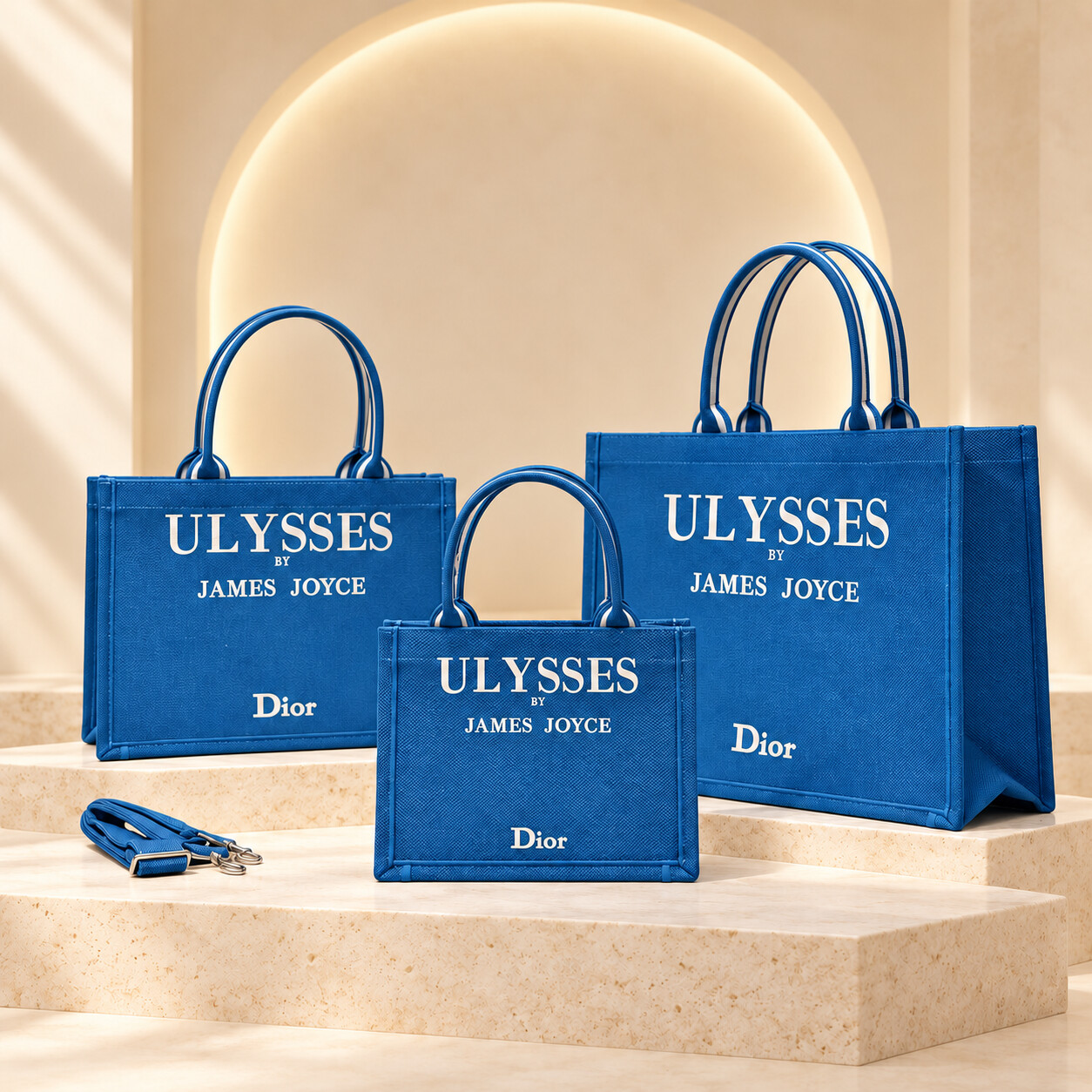 Dior Book Tote in Ulysses Blue, three sizes