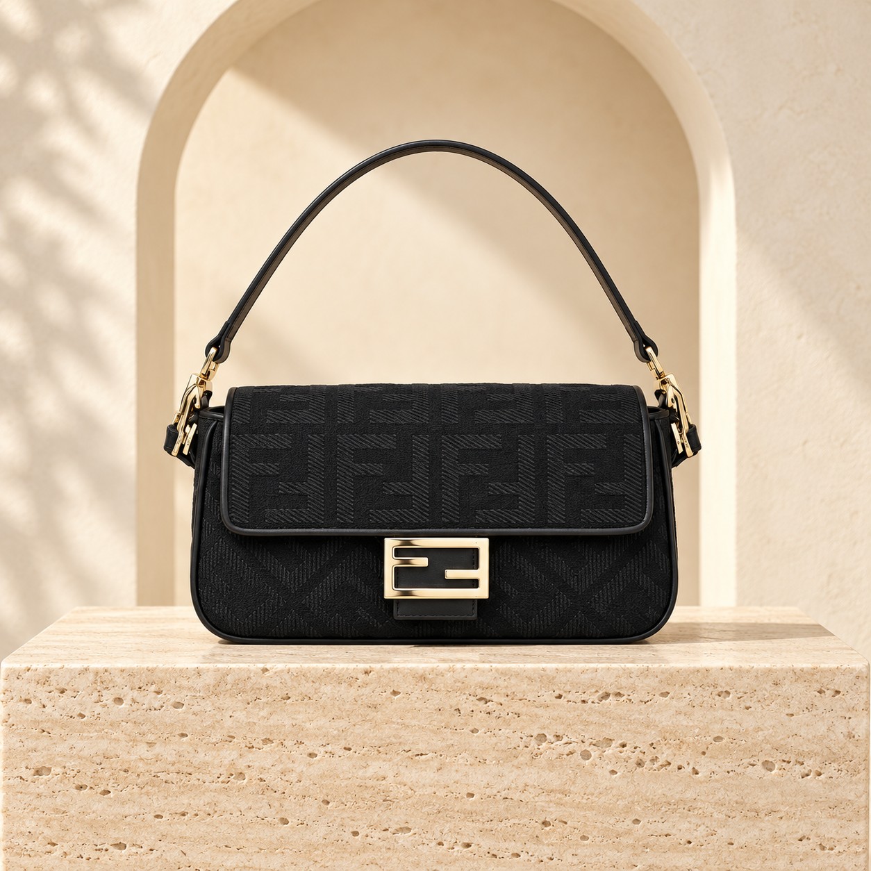 Baguette Embroidered - 26 cm in black