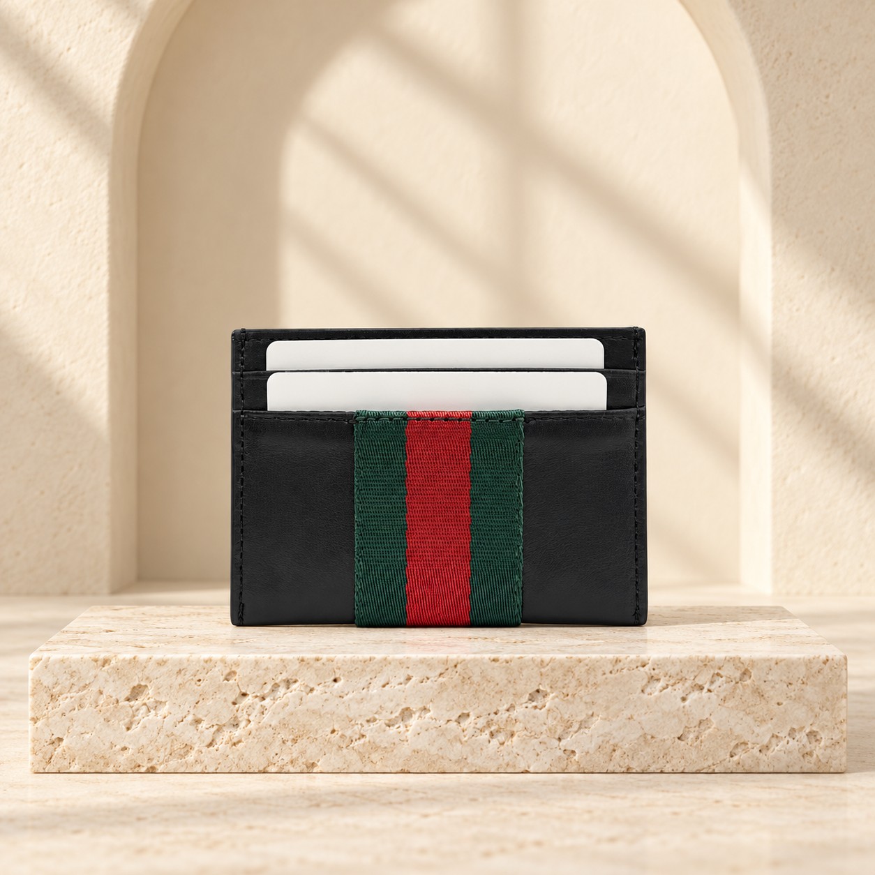 Gucci Web Stripe Card Holder front view