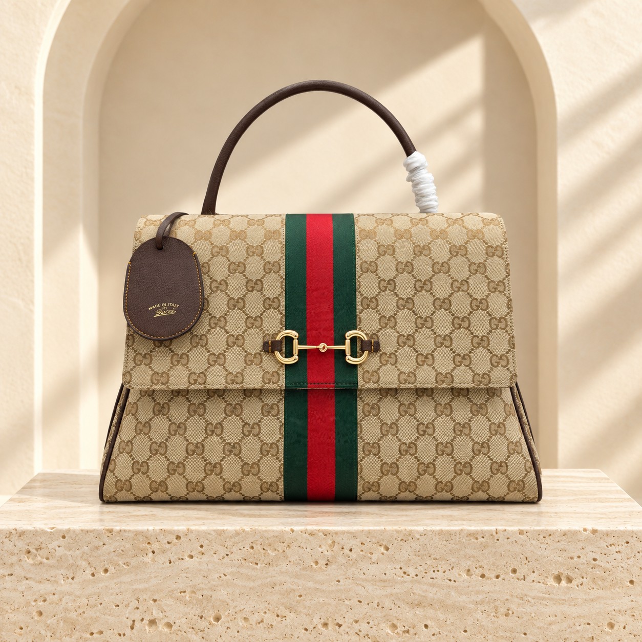 Generation Horsebit Tote - Large in Beige / Brown