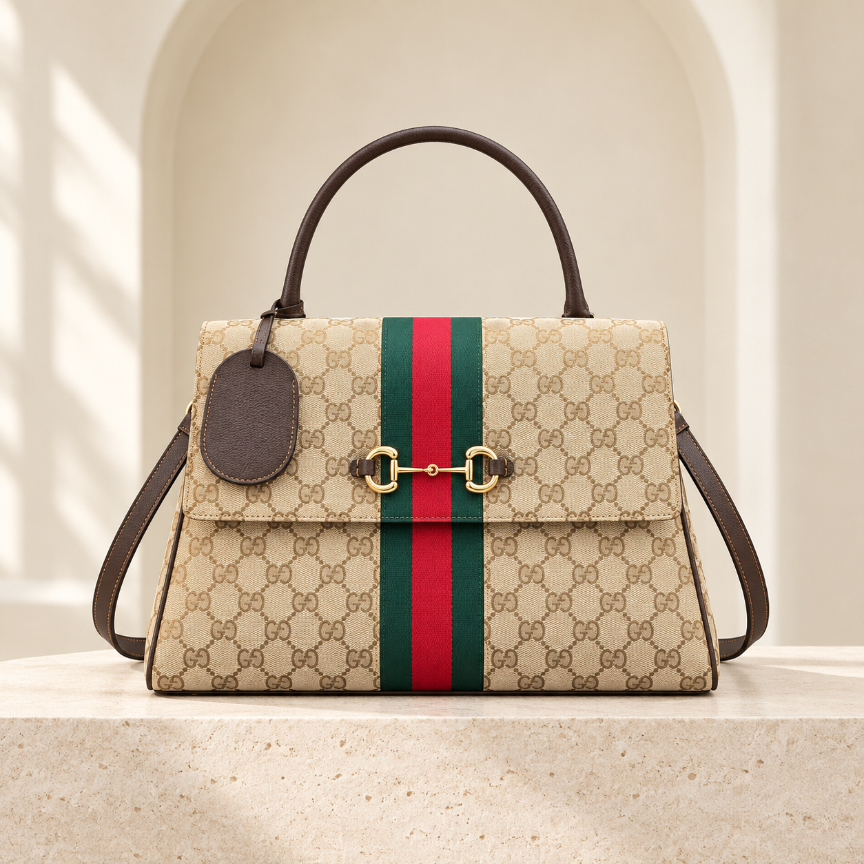 Generation Horsebit Tote - Medium, GG Canvas with Web Stripe