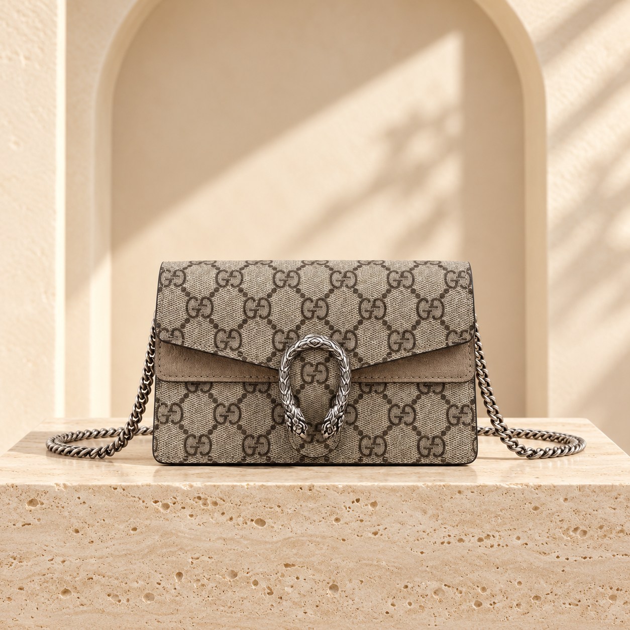 GG Dionysus Super Mini — Taupe, straight-on front view