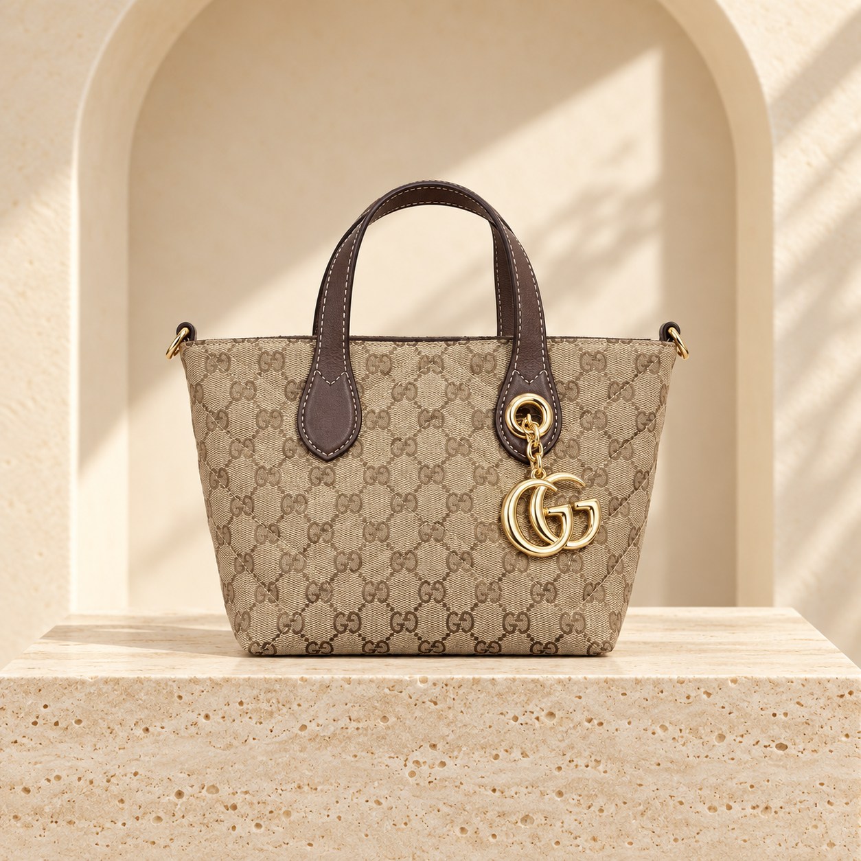 GG Mini Tote — Almond, straight-on front view