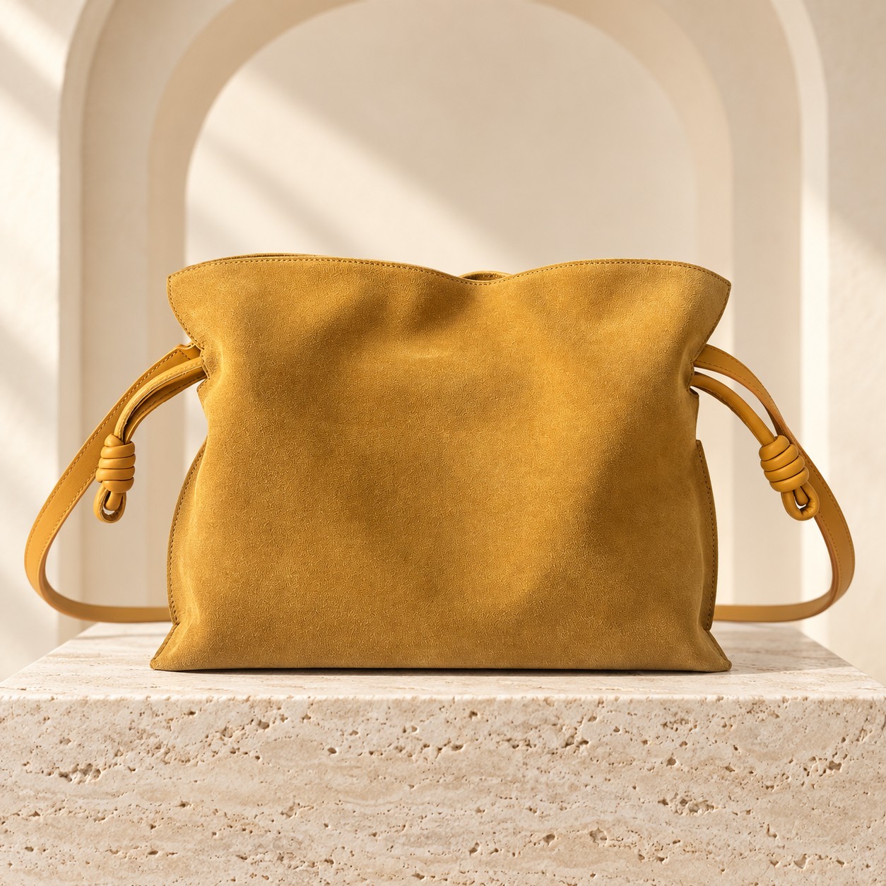 Loewe Medium Flamenco Lucky in Mustard, front view