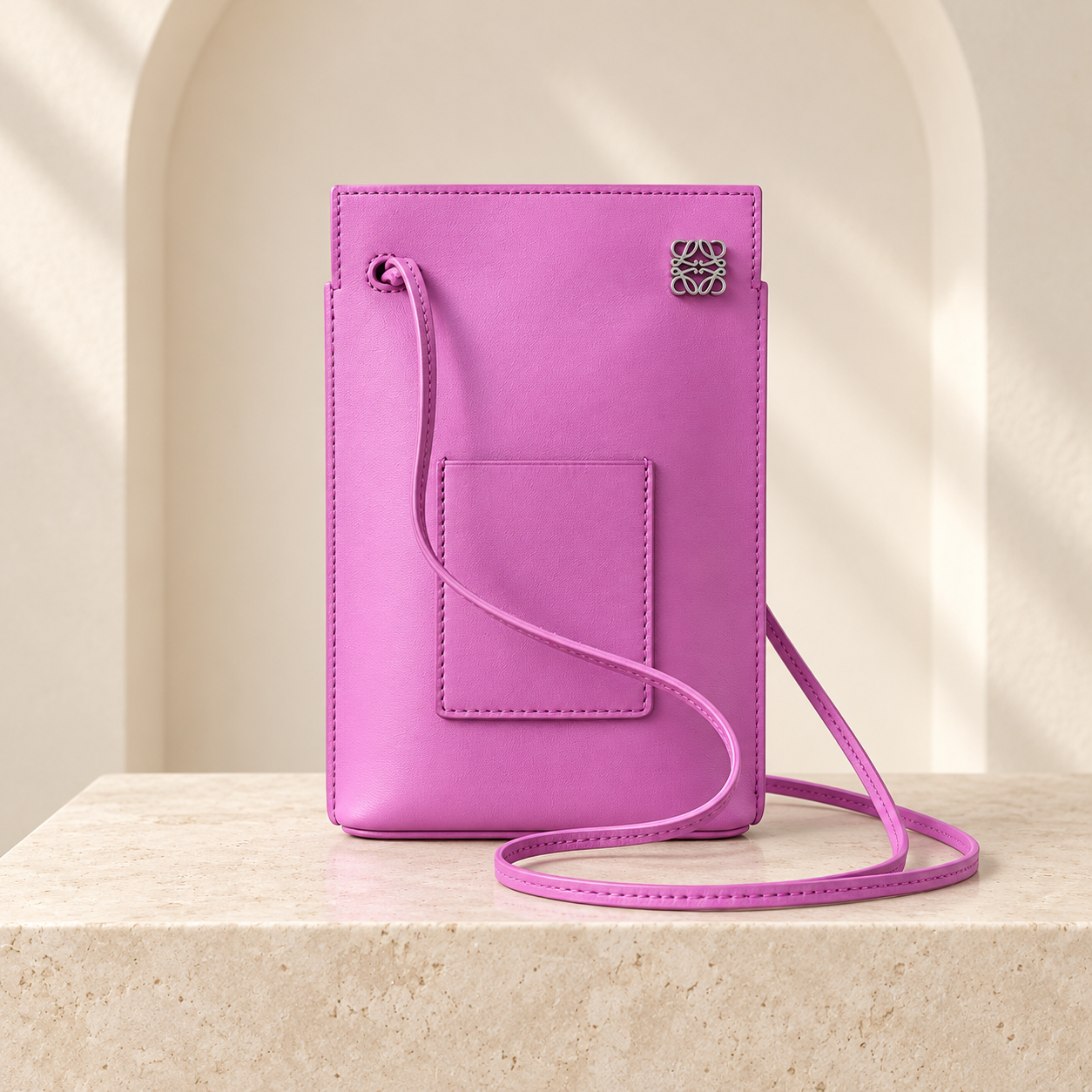 Dice Pocket Phone Bag, Purple Nappa Calfskin