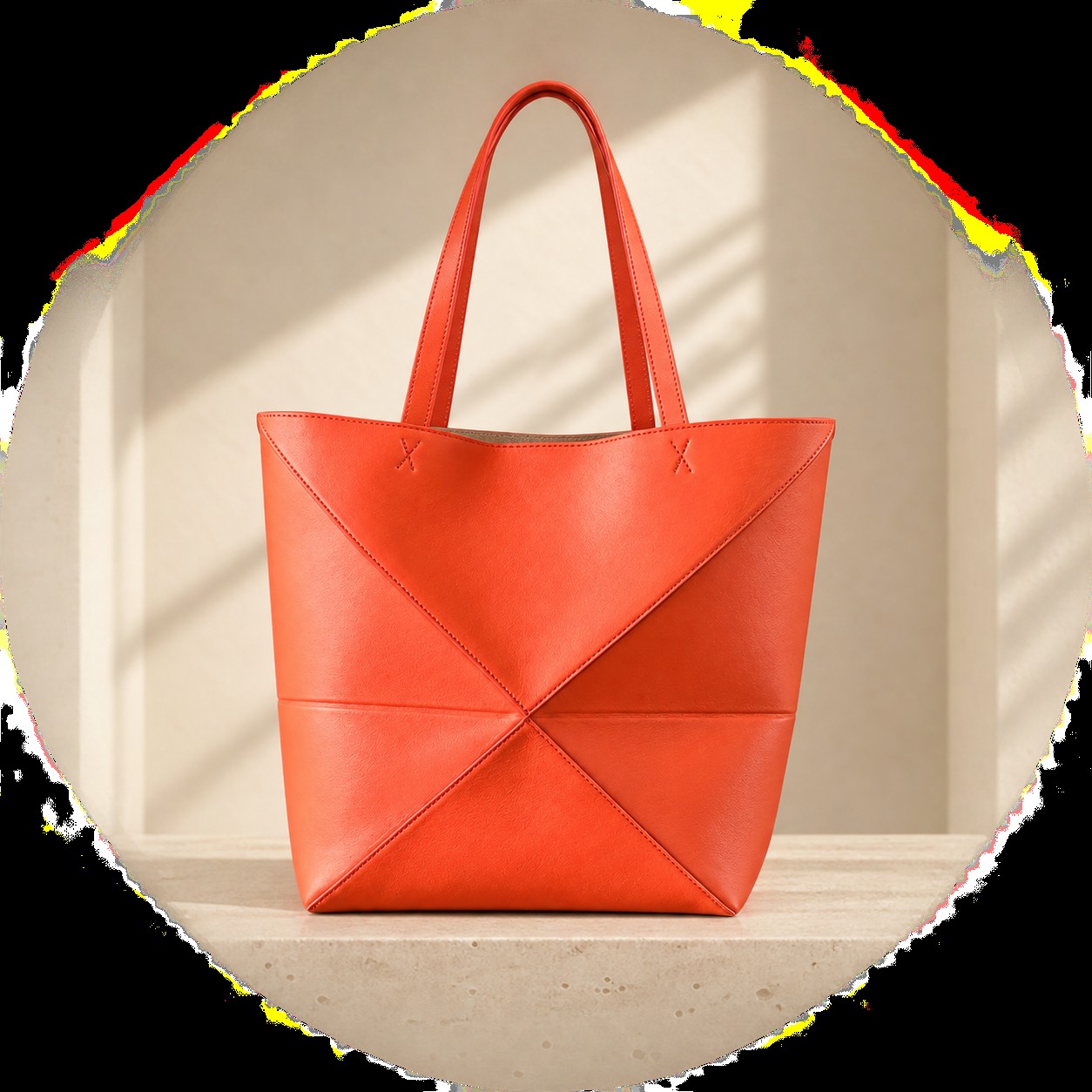 Puzzle Fold Tote - Medium in Vibrant Orange