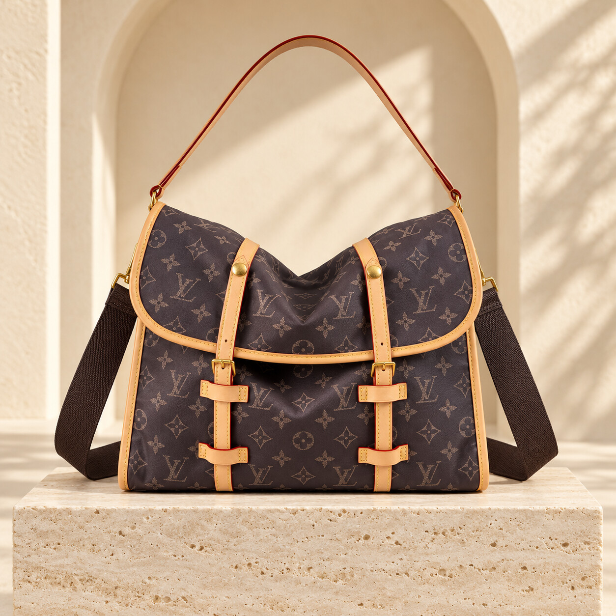 Jet Lag Bag MM in Monogram Silk Tech shown straight-on
