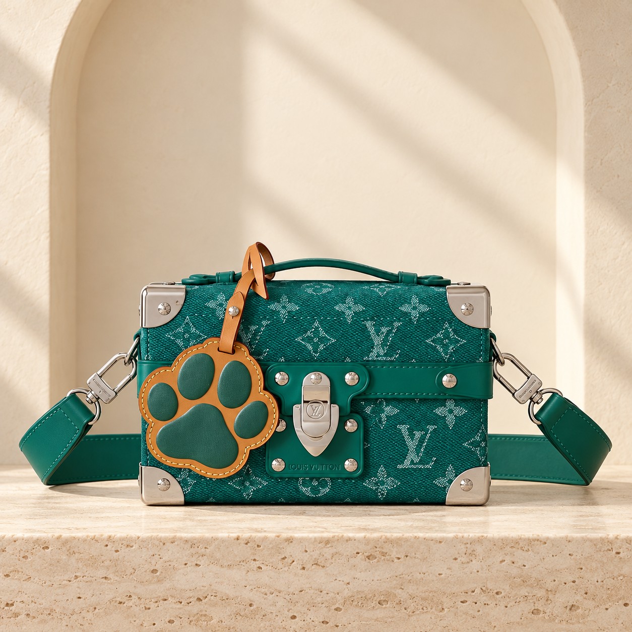 Louis Vuitton Soul Trunk in Green Monogram, front view