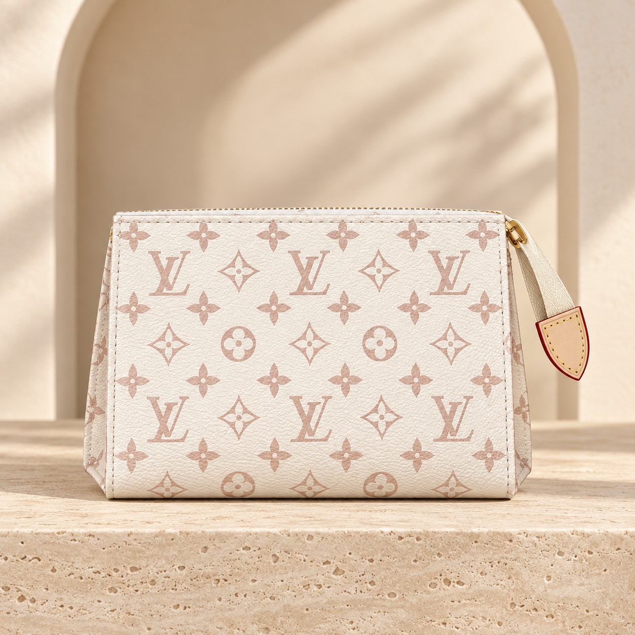 Louis Vuitton Poche Toilette PM in Dune, Monogram, and Noir Rouge