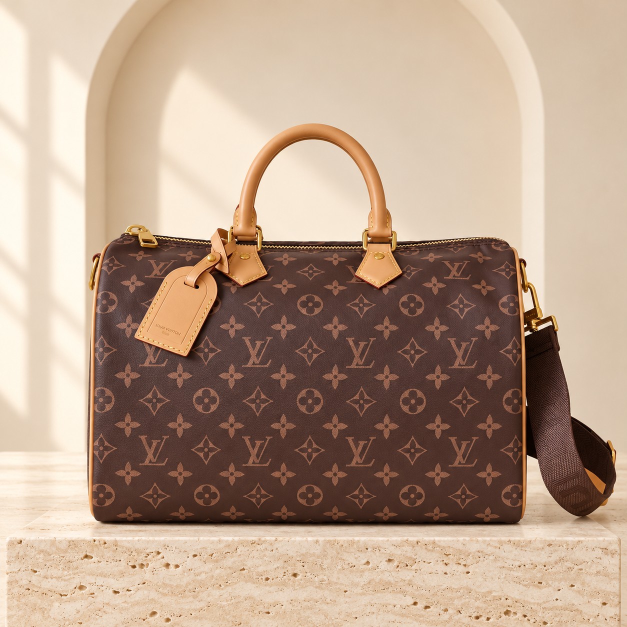 Louis Vuitton Speedy Bandoulière 30 in Brown Monogram, front view