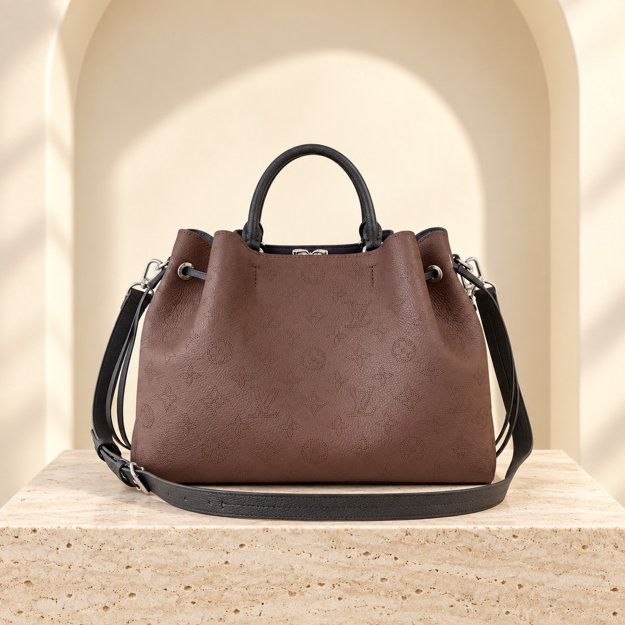 Louis Vuitton Bella Tote in Purple-red, front view