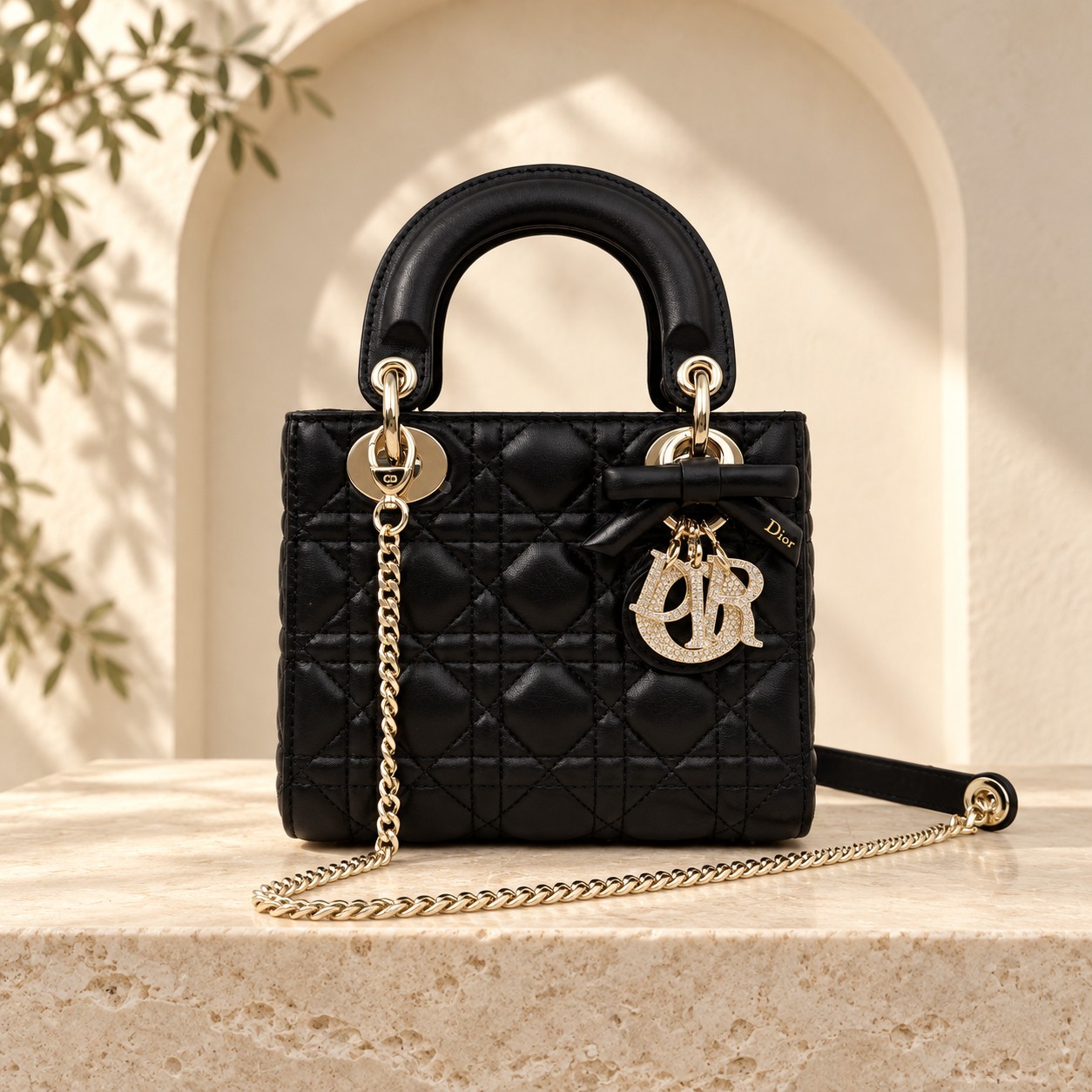 Mini Lady Dior Bag with Bow 1188 - Color Collection in the Lux House warm architectural setting