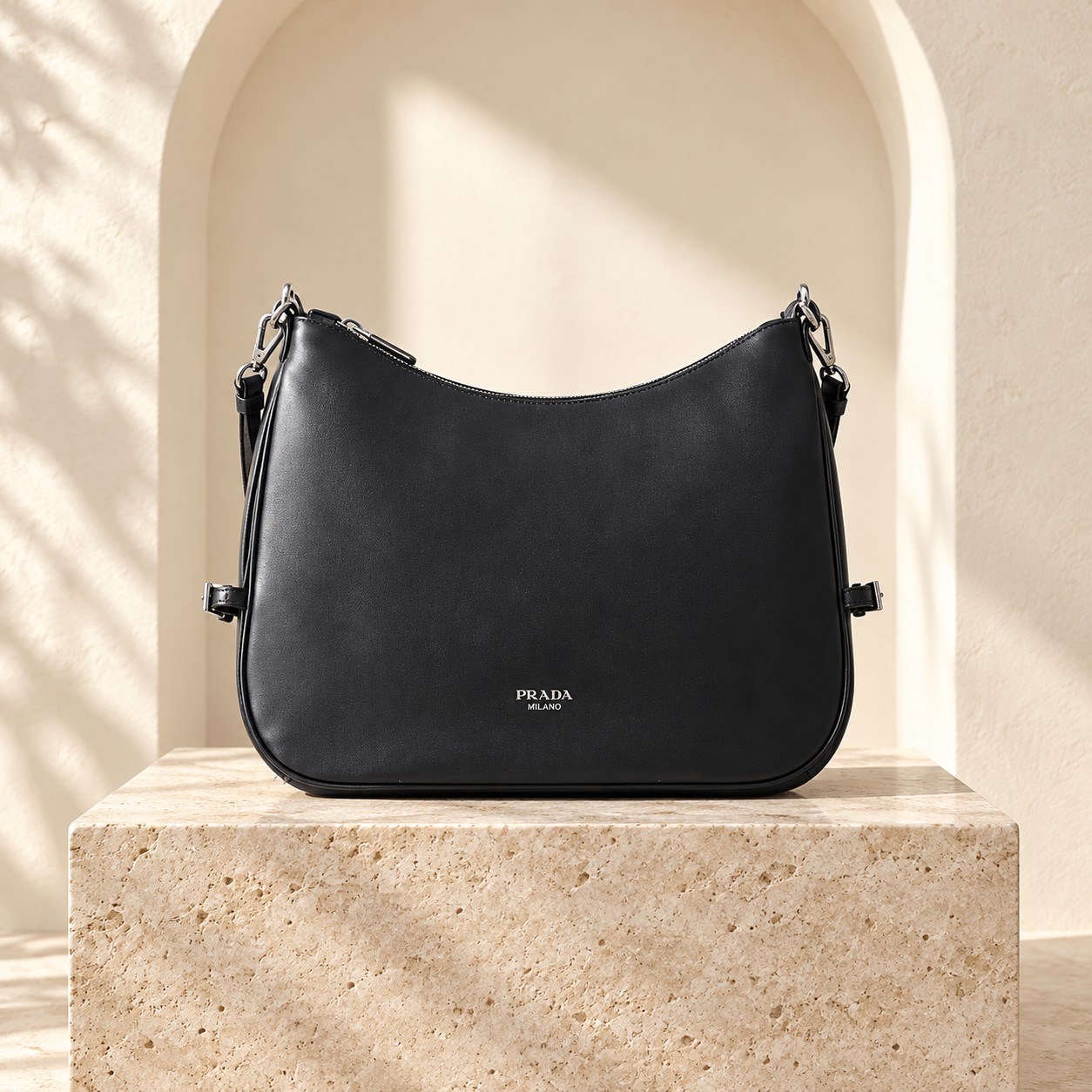 Minimalist Hobo Bag in Black