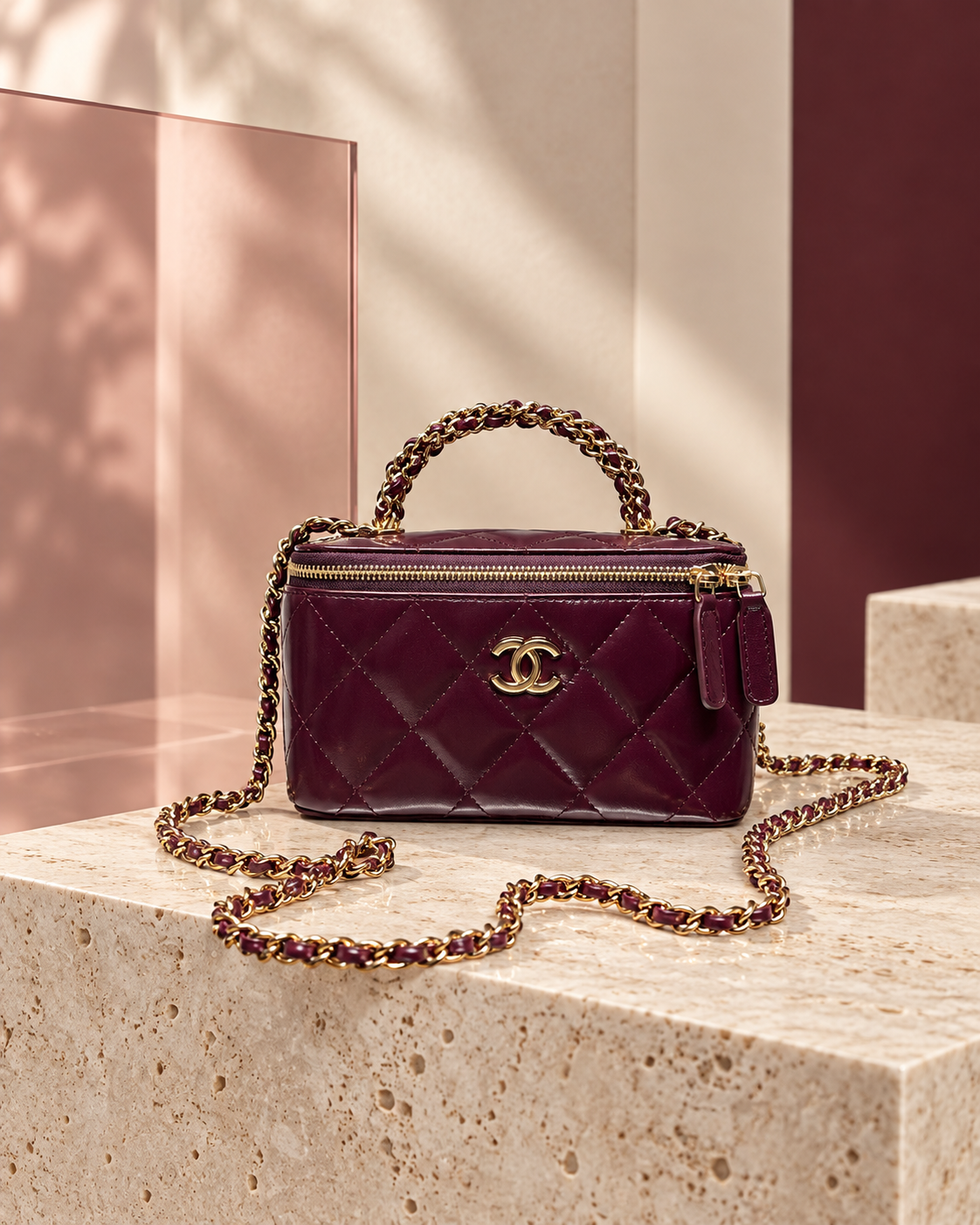 Bordeaux All About Chains O-Mini handbag — Lux House feature view