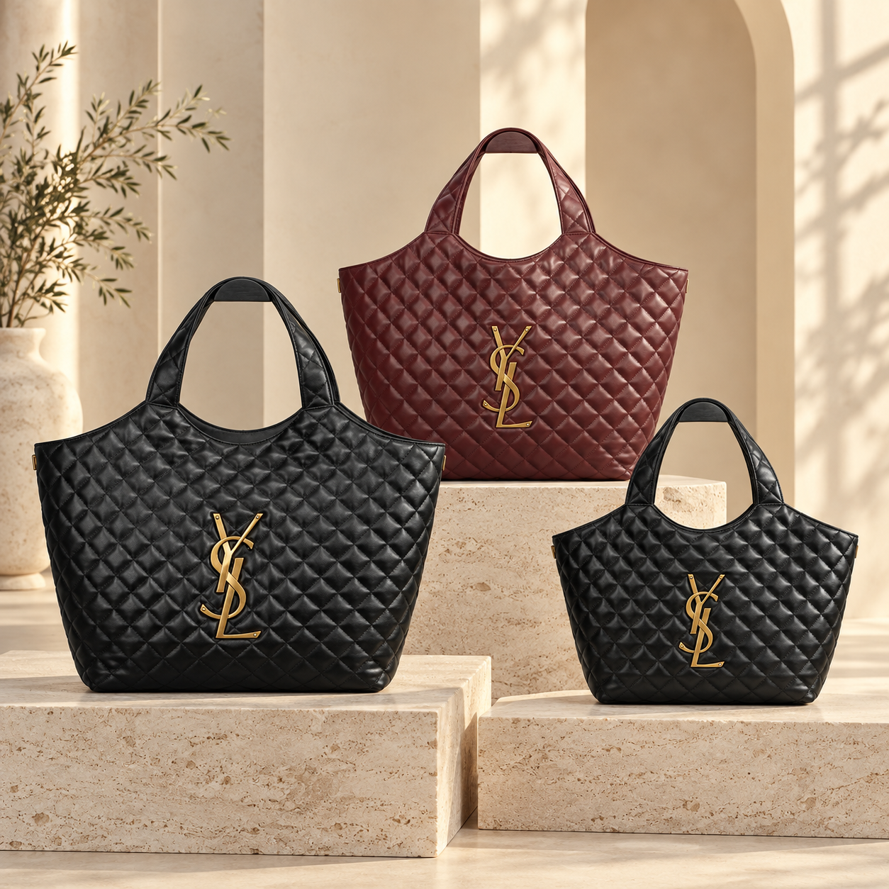 Icare Shopping Bag Collection, Quilted Lambskin Size and Color Collection