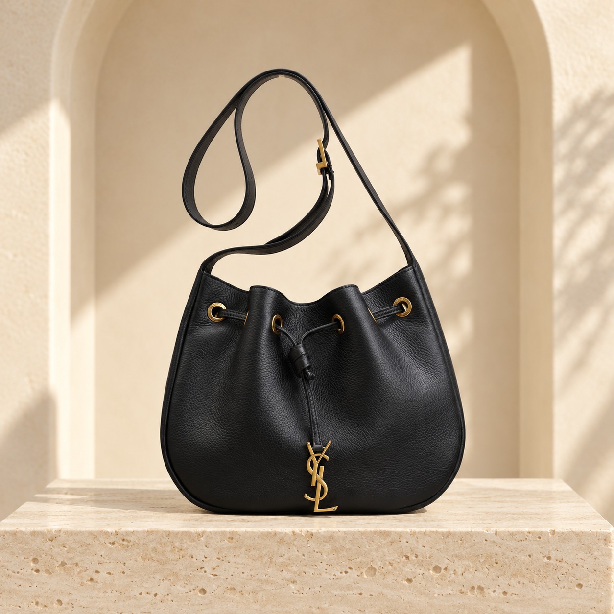 Saint Laurent Paris VII Mini Hobo in Black