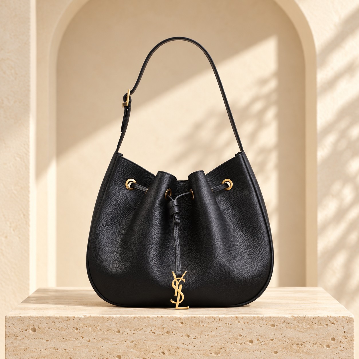 Saint Laurent Paris VII Small Hobo in Black