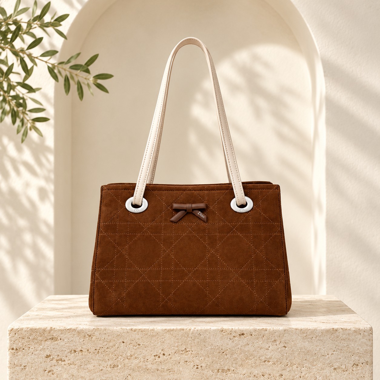 Small Dior Promenade Shopping Bag M1410 - Color Collection in the Lux House warm architectural setting