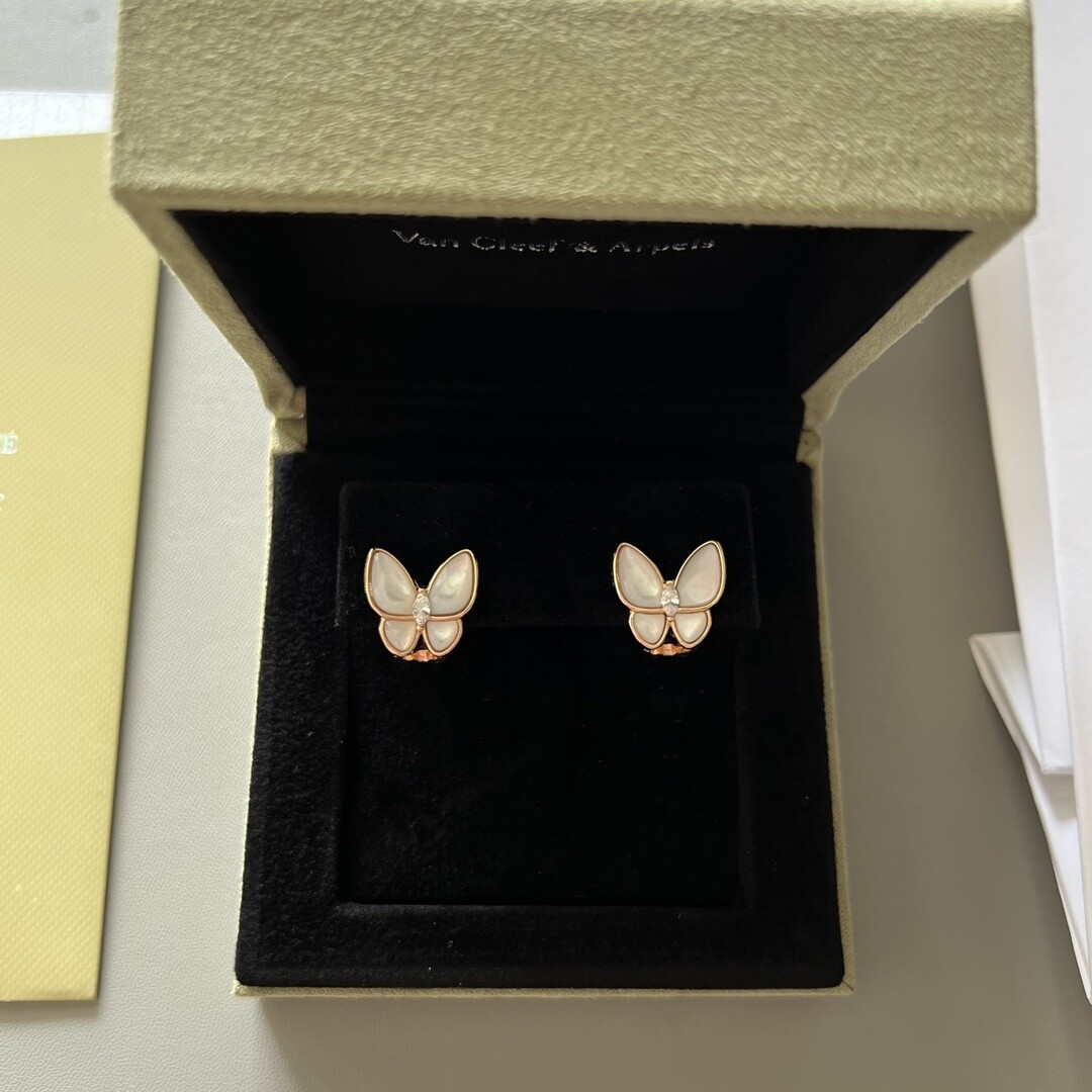 Van Cleef and Arpels Mother-of-Pearl Butterfly Stud Earrings - supplier photograph